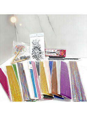 Hair Tinsel Kit Glitter Extensions Clip In Sparkly Strands Party Festival Hair